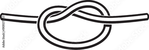 Fishing Line Knot Palomar Style Simplified Black and White Line Art