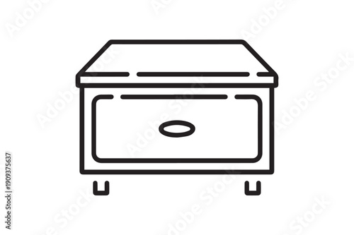 Minimalist Wooden Bedside Table Nightstand Vector Icon for Bedroom Furniture and Interior Design
