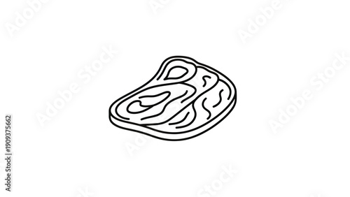 A simple, isolated black-lined steak illustration against a white background