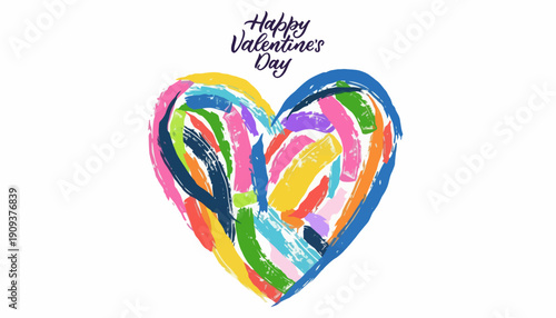 Colorful Hand-Painted Heart Symbolizing Love and Valentine's Day Celebration with Handwritten Text