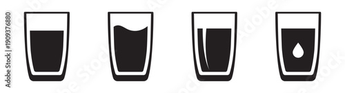 Water Glass Icons for Drinks and Hydration