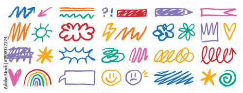 Vibrant doodles fill the white canvas with colorful patterns and shapes.