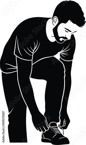 Man tying shoelaces in black vector illustration kzznzmwz2atm5ytmtadzziwlzi2m00sm2uzntkj eps style