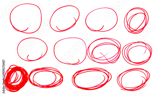 Wallpaper Mural Circular strokes marker felt pen scribbles doodle line collection. Hand drawn outline sketch wave brush circle mark elements rough set for text highlight ovals. Torontodigital.ca