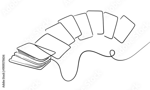 Tarot deck of cards, continious line drawing. Magic, esotericism, occultism line art. Vector illustration