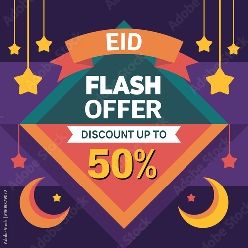 Eid flash offer discount up to fifty percent sign