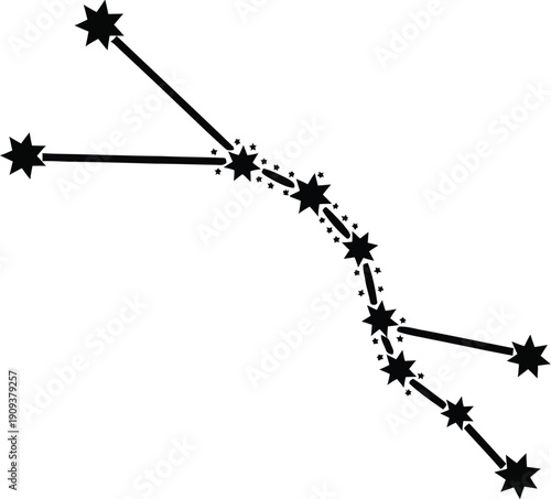 Constellation diagram illustrating star patterns and celestial navigation chart for astronomy enthusiasts worldwide