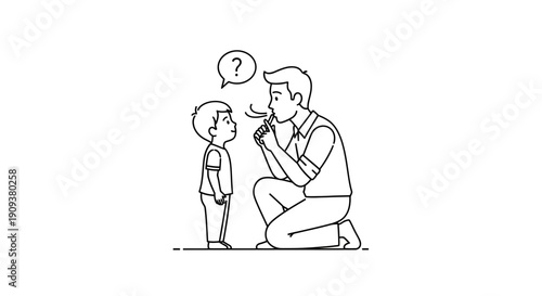 Father teaching son pronunciation, speech therapy, learning to speak, communication, parent child interaction