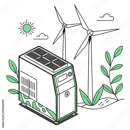 Hybrid eco generator with solar panel and wind turbines