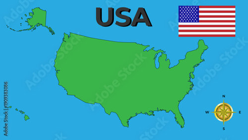 USA map silhouette with American flag texture. United States national symbol for Independence Day, elections, and patriotic concepts. Vector icon.
