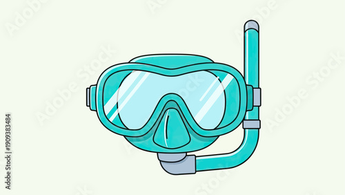 A turquoise cartoon snorkeling mask and snorkel illustration on an off-white background