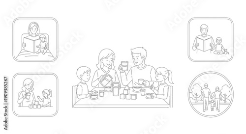 Family Togetherness: Parents and Children Enjoying Activities and Meals