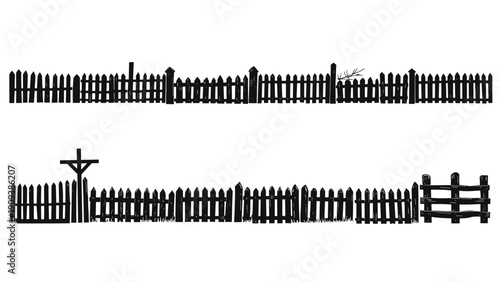 silhouette fence, fence silhouette, fence clipart, fence vector, black fence, garden fence, wooden fence, picket fence, wrought iron fence, metal fence, farm fence, ranch fence, wire fence, backyard f