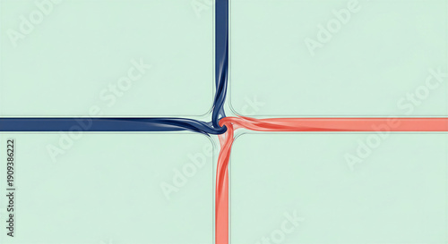 Abstract colorful lines converging in four quadrants on soft background  