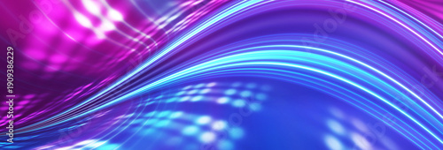 Neon lights cut across a dark background creating patterns that suggest motion and energy. The lines are vibrant and draw the eye toward the center, inviting exploration.