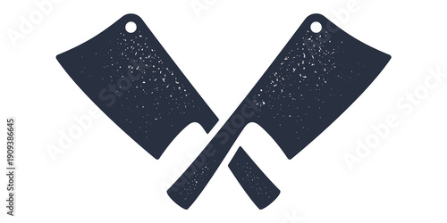 Butcher knives sign. Meat symbol, meat label collection for professional branding. Retro style typography. Butcher Knife. Butchery symbol, icon logo, sign signage. Vector Illustration