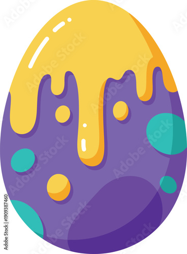 Cartoon vector illustration of an Easter egg design featuring a paint palette with brushes and sweet chocolate colors for art decoration icon