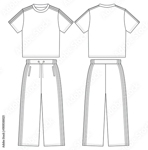 oversized t-shirt and baggy trouser pant pants tech pack vector design