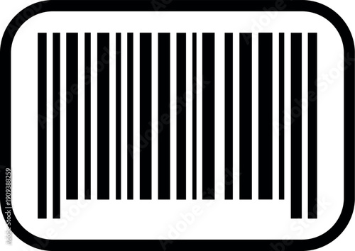 Retail Barcode Label Icon in Rounded Frame, Vector Silhouette Black and White Cricut Design