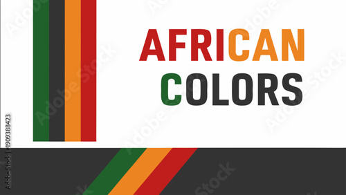 Vibrant african colors graphic design with bold typography and stripes on white background