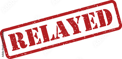 A red distressed rubber stamp impression clearly displays the word RELAYED on a pristine white surface