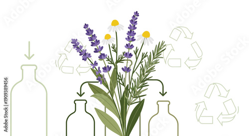 Herbal Infusion: Flowers, Bottles, and Recycling Arrows