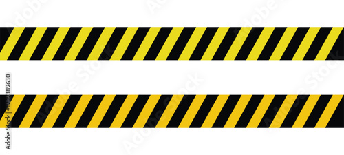 Yellow black hazard stripe border. Diagonal warning tape pattern design. Industrial caution banner frame. Construction safety background