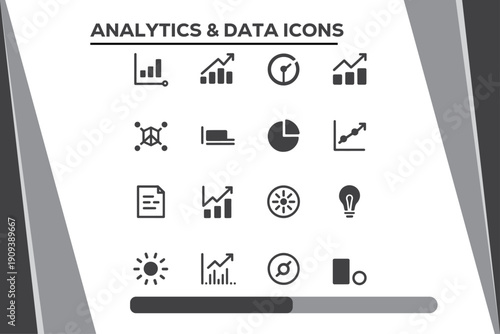 Analytics and Data Icons Set in Minimal Flat Style