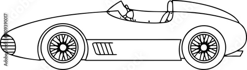 Vintage Sports Car Line Art Illustration