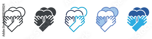 Caregiving icon set multiple style collection