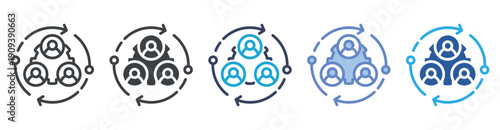 Management icon set multiple style collection