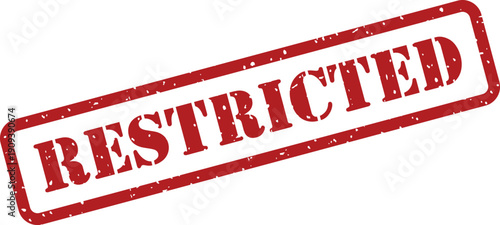 This bold red grungy rubber stamp clearly displays the significant word RESTRICTED on a clean white background