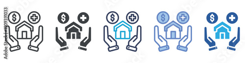 Employee Benefits icon set multiple style collection