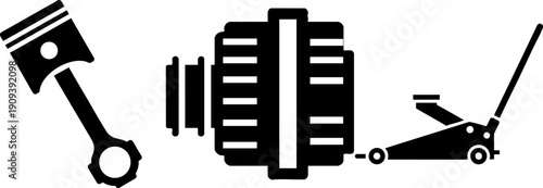 Car Repair Parts and Tools Icons Vector Graphic