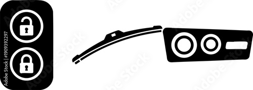 Automotive Dashboard Controls and Car Parts Icons Set