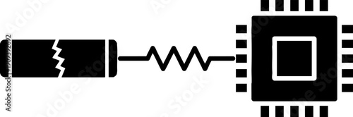 Blown fuse, resistor, and integrated circuit diagram icon