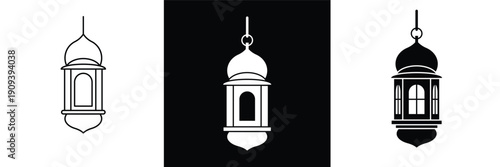 This silhouette icon illustrates a traditional hanging lantern, commonly associated with warmth, light, spirituality, and festive ambiance
