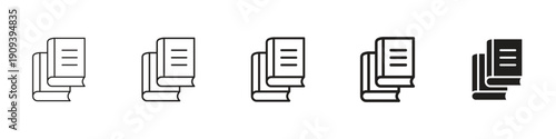 Book copy icons in black outline, solid and colored style