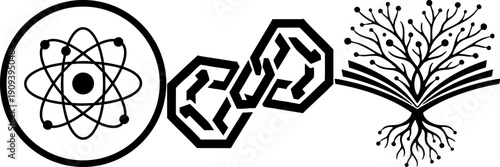 Science Education and Technology Abstract Icons Set