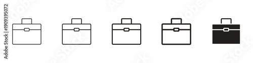 Briefcase icons in black outline, solid and colored style