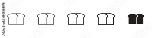 Bread Loaf icons in black outline, solid and colored style