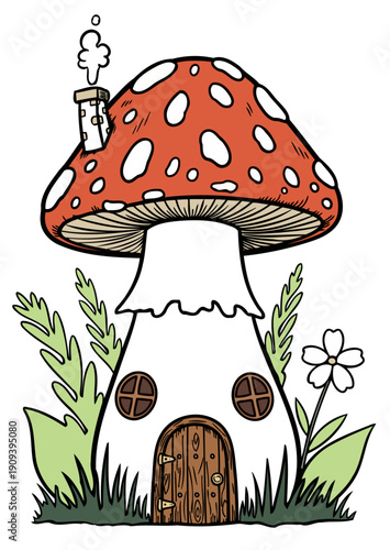 mushrooms in the grass
