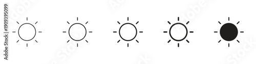 Brightness icons in black outline, solid and colored style