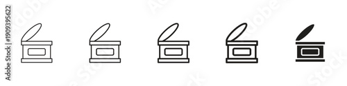 Canned food icons in black outline, solid and colored style