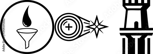 Technology and Security Abstract Line Art Symbols