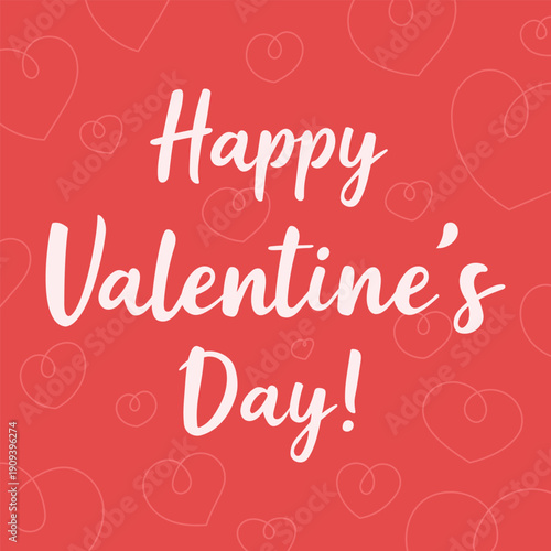Red Valentine greeting card with lettering