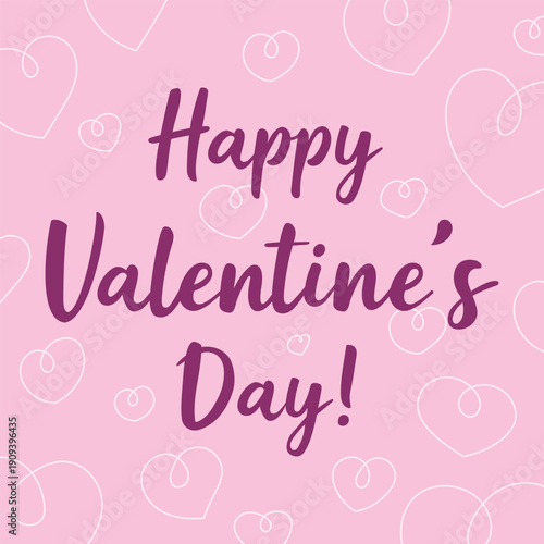 Pink Valentine greeting card with hand lettering