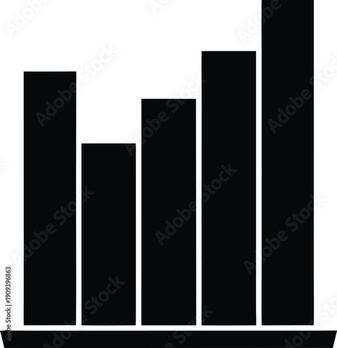 Simple black bar chart silhouette vector with rising trend