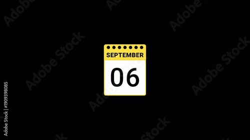 Calendar Animation with Transparent Background, 4K Alpha Channel.