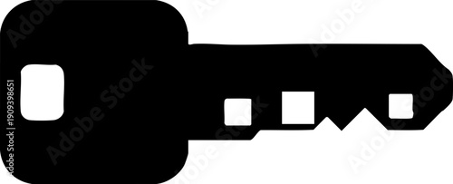 Simple Black Key Icon Symbolizing Security Access and Solution